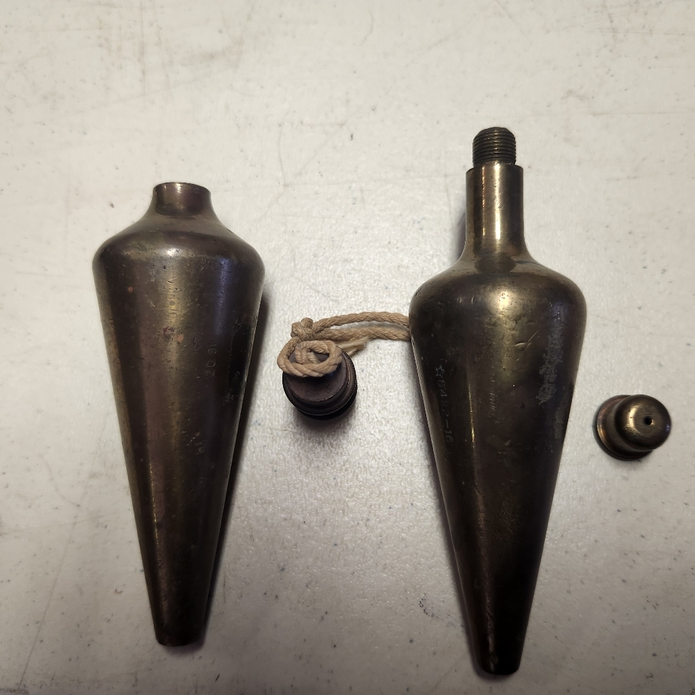 Vintage Brass Plumb Bob X2 Marked